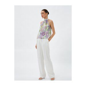 Koton Melis Agazat X Cotton - Halterneck Floral Chiffon Blouse