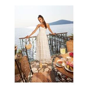 Koton Rachel Araz X Cotton - Daisy Print Straps and Tulle Detailed Dress