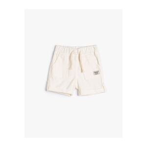 Koton Cotton Shorts with Tie Waist Pockets and Fold Legs.