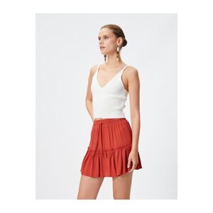 Koton Viscose Mini Skirt Lace Waist Flounce Relaxed Cut