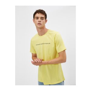 Koton Slogan Printed T-Shirt Crew Neck Short Sleeve Cotton