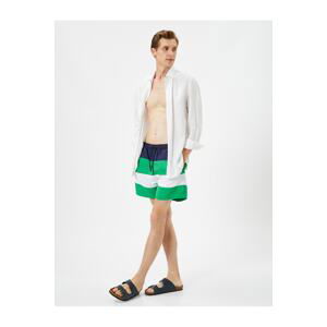 Koton Marine Shorts Color Block Laced Waist Pocket