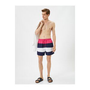 Koton Marine Shorts Color Block Laced Waist Pocket