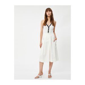 Koton Bermuda Short Skirt Wide Leg, Regular Waist Pocket Detailed Cotton.