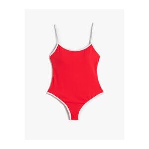 Koton Thin Straps Swimsuit with Piping Detailed Coated