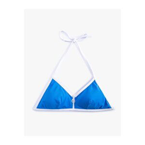 Koton Triangle Bikini Top with Zipper Pile Detail