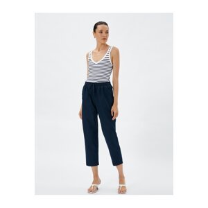 Koton Linen-Mixed Trousers with Tie Waist