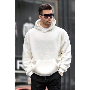 Madmext Ecru Plush Hooded Men's Sweatshirt 6050