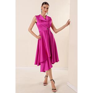 By Saygı Double Breasted Neck Lace-Up Satin Dress