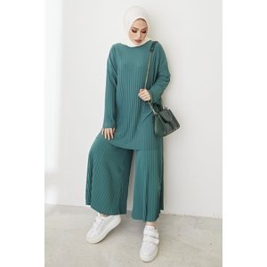 InStyle Mila Pleated Trousers Tunic Double Suit - Petrol Green
