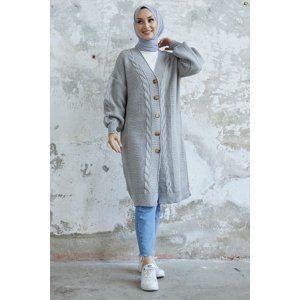 InStyle Evia Buttoned Knitwear Cardigan - Gray