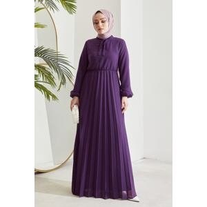 InStyle Pleated Limelda Chiffon Dress - Purple