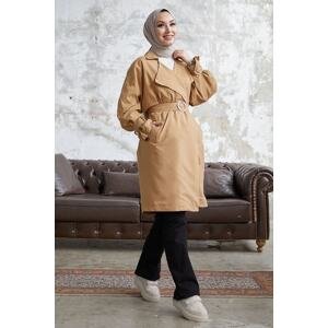 InStyle Double Breasted Ring Detail Loose Trench Coat - Beige