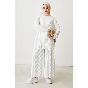 InStyle Mila Pleated Trousers Tunic Double Suit - White