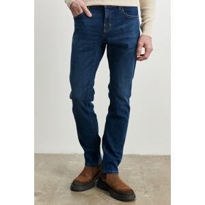 AC&Co / Altınyıldız Classics Men's Navy Blue Extra Slim Fit Slim Fit Cotton Riss Jean Denim Trousers