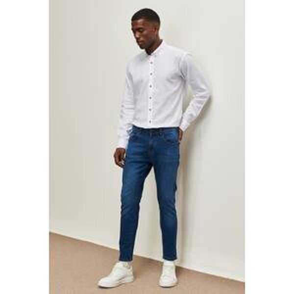 AC&Co / Altınyıldız Classics Men's Blue Trend Slim Fit Slim Fit Cotton Flexible Denim Jeans Jeans