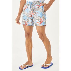 ALTINYILDIZ CLASSICS Men's Light Blue Standard Fit Patterned Quick Dry Swimwear Marine Shorts