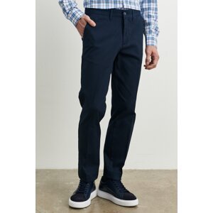 ALTINYILDIZ CLASSICS Men's Navy Blue Comfort Fit Relaxed Fit Flexible Dobby Casual Trousers