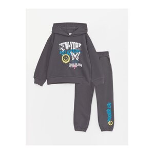 LC Waikiki Girls Printed Long Sleeve Hoodie and Sweatpants