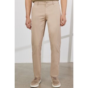 ALTINYILDIZ CLASSICS Men's Beige Comfort Fit Relaxed Cut Side Pocket Cotton Patterned Stretch Trousers