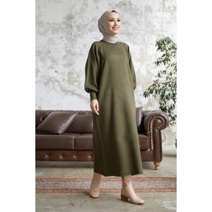 InStyle Mina Balloon Sleeve Knitwear Dress - Khaki