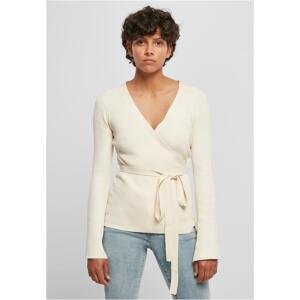 Women's ribbed knit with a wrapped cardigan whitesand