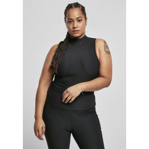 Women's ribbed sleeveless turtleneck black