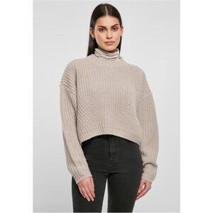 Women's wide oversize sweater in warm gray color