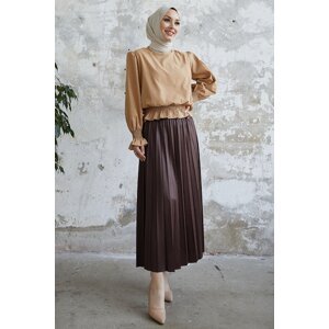 InStyle Alfea Leather Look Skirt - Bitter Brown