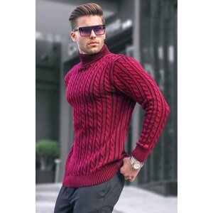 Madmext Claret Red Turtleneck Knitted Detailed Sweater 6317