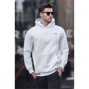 Madmext Ecru Zipper Hooded Sweatshirt 6143