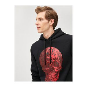 Koton Skull Printed Long Sleeve Hooded Sweatshirt