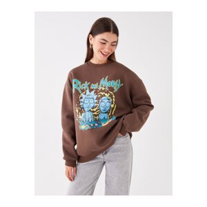 LC Waikiki Women's Crew Neck Rick and Morty Printed Long Sleeve Oversize Sweatshirt