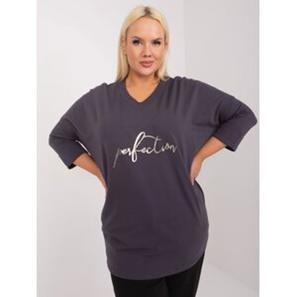 Graphite long blouse in a larger size with 3/4 sleeves