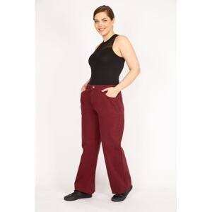 Şans Women's Claret Red Large Size 5 Pocket Jeans