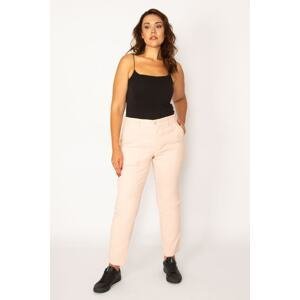Şans Women's Large Size Pink Pocket and Cup Detailed Lycra Trousers 65n34118