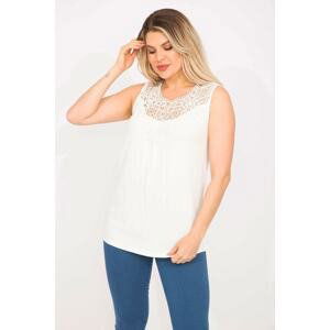 Şans Women's Plus Size Bone Roba Lace Blouse