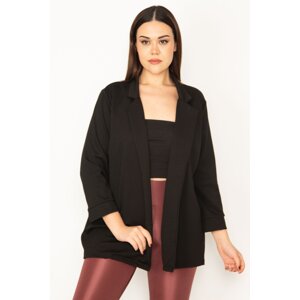 Şans Women's Plus Size Black Unlined Jacket