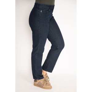 Şans Women's Large Size Navy Blue Front Pocket Jeans Trousers