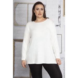 Şans Women's Large Size Bone Crew Neck Viscose Tunic