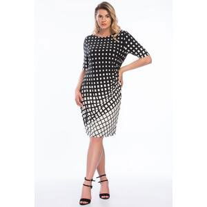 Şans Women's Plus Size Black Geometric Pattern Dress