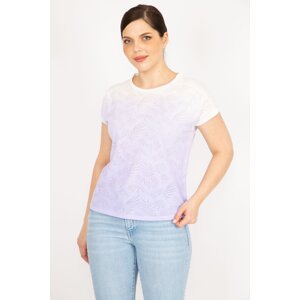 Şans Women's Plus Size Lilac Low-Sleeve Blouse