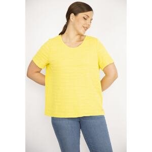 Şans Women's Yellow Plus Size Wafer Blouse