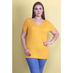 Şans Women's Plus Size Mustard Decollete Viscose Tunic