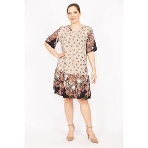 Şans Women's Mink Plus Size Woven Viscose Fabric Paisley Patterned Dress