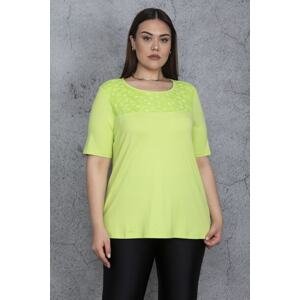 Şans Women's Plus Size Green Robe and Lace Blouse