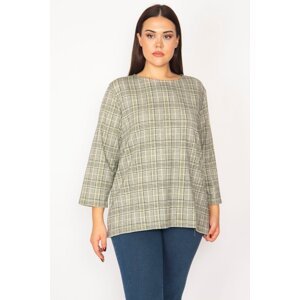Şans Women's Plus Size Patterned Checkered Tunic