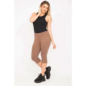 Şans Women's Plus Size Mink Leggings With Front Trim And Back Pockets