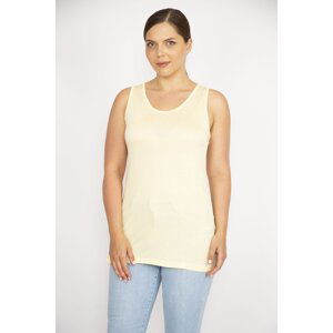 Şans Women's Yellow Plus Size Crew Neck Tank Top