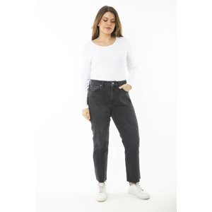 Şans Women's Plus Size Anthracite 5 Pocket High Waist Jeans